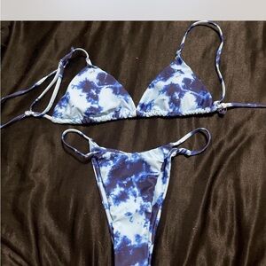 Blue Tie-Dye Bikini Set
